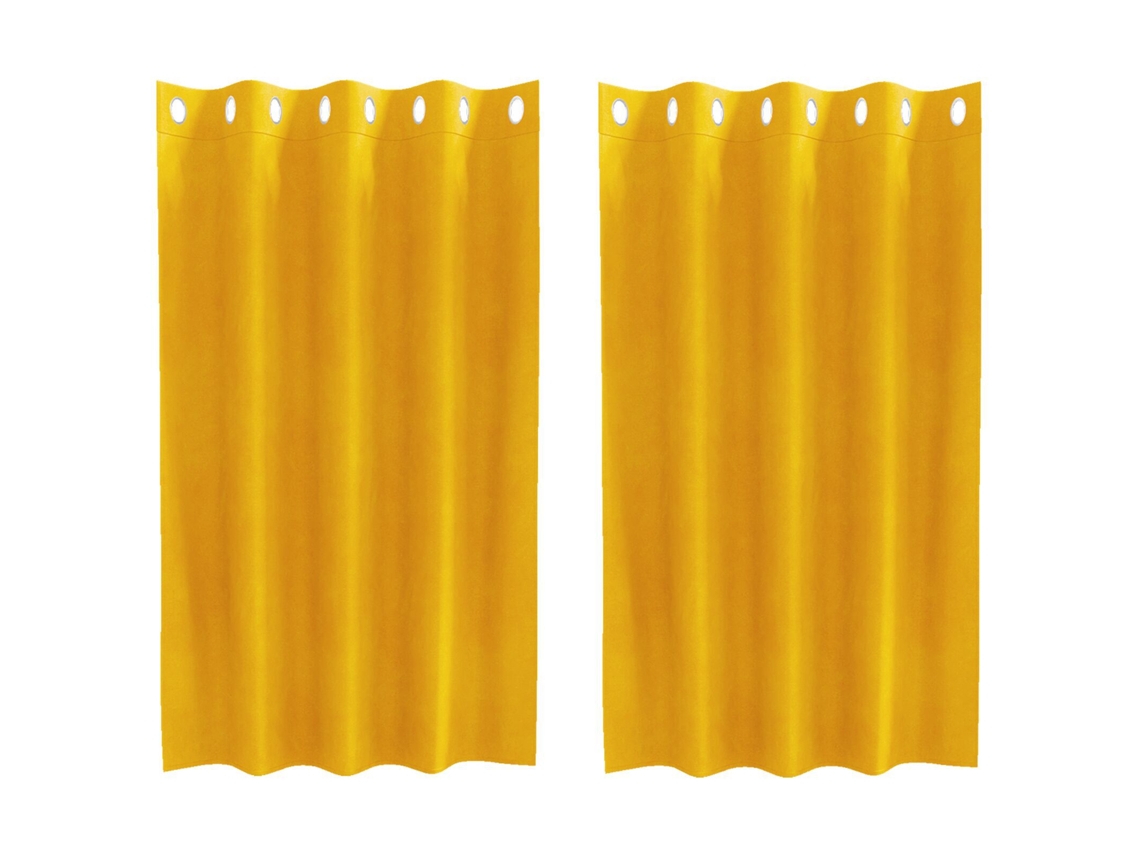 Conjunto 2 Cortinas Opacas Vidaxl Mostarda Veludo (140 X 140 Cm)