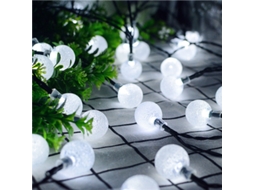 Luminária Solar Externa em Formato de Bola de Vidro com Led, Ideal para o Ramadã. MDUG (5m20 Leds Brancos)