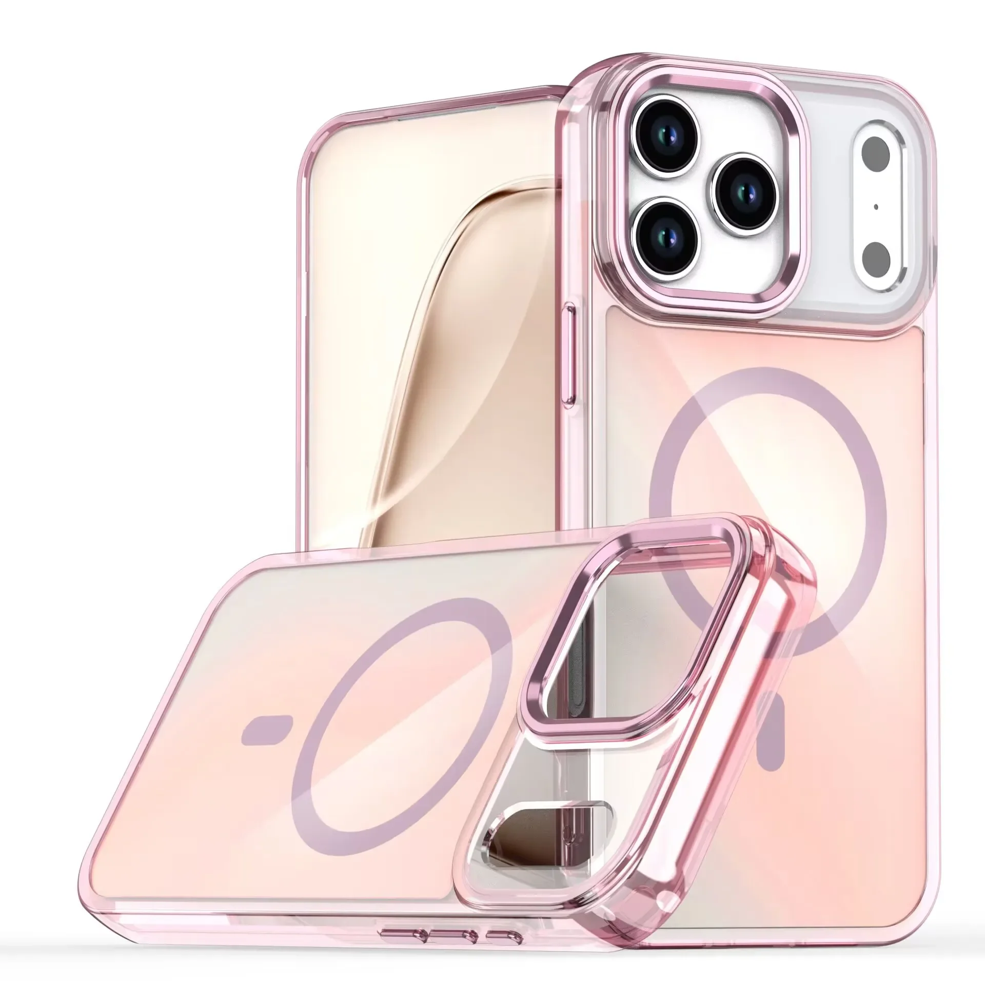 Capa Magsafe Para Iphone (iphone 17 Pro Max, Rosa), Compatível Com Carregamento Sem Fio, Resistente Ao Desbotamento E À Descoloração.