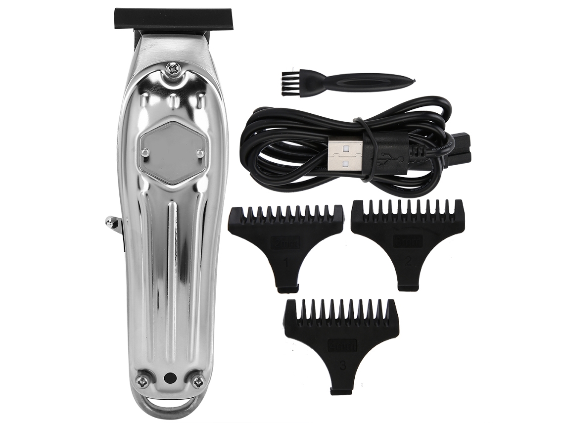 Máquina De Cortar Cabelo Elétrico Profissional Com Carregamento Usb Tijolo De Cerâmica Titânio Prata