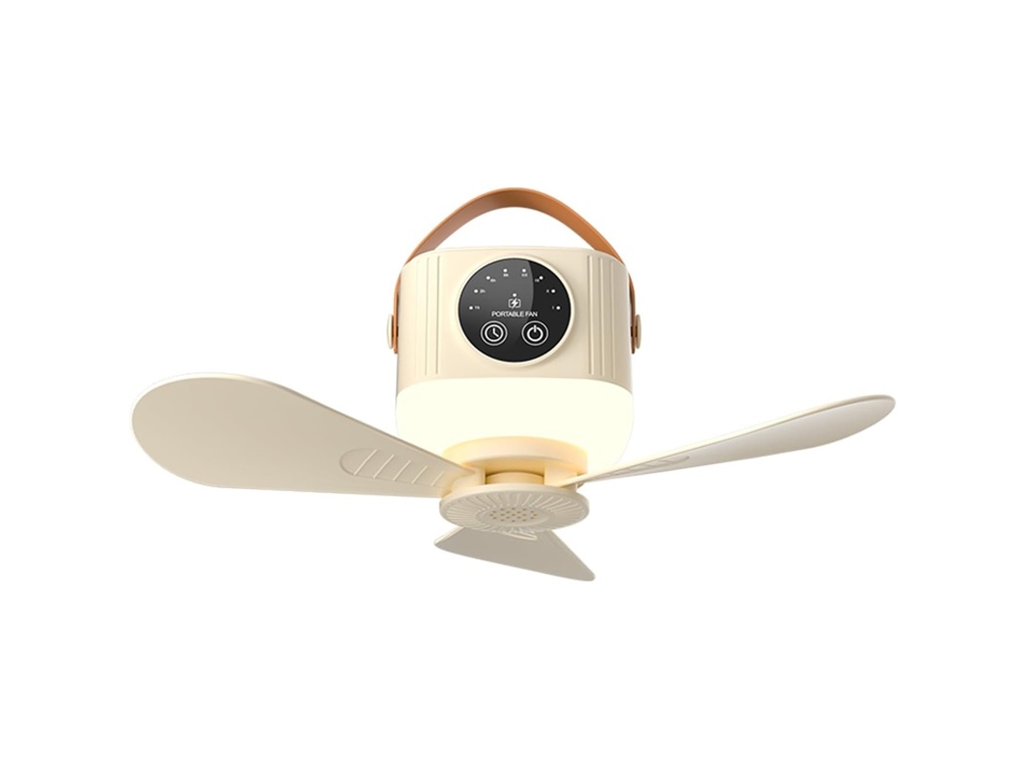 Mini Ventilador Mesa C/ Remoto E Luz Noturna Usb Amarelo Creme