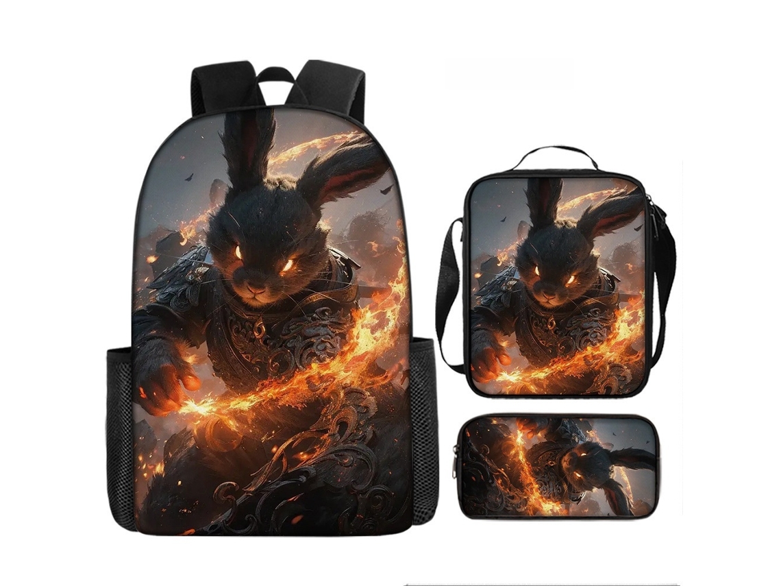 Mochila Escolar 3 Peças Com Estojo E Lancheira, 17 Polegadas, Estilo J Tressino
