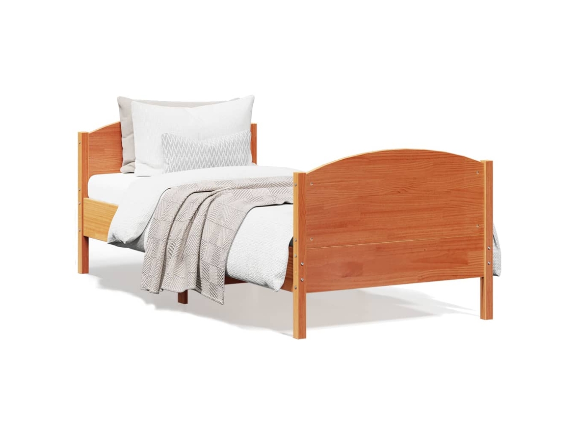 Vidaxl Cama Sem Colchão 90x190 Cm Madeira De Pinho Maciça Castanho-mel