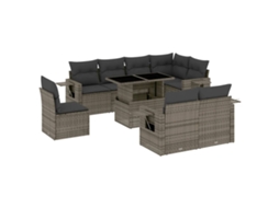 Conjunto de 9 Sofás para Jardim com Almofadões Vime Pe Cinzento MAISON EXCLUSIVE (90x200 cm)