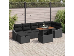 Vidaxl Conjunto De Sofá De Jardim 8 Unid. Preto Vime Pe