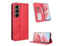 Capa De Couro Tkdaddy Para Infinix Hot 60 Pro 4g Com Suporte E Textura Retrô, Capa De Celular Vermelha