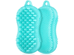 Conjunto De 2 Escovas Esfoliantes Silicone Hemobllo Para Corpo E Cabelo, Dupla Face, Para Uso No Chuveiro E Banho