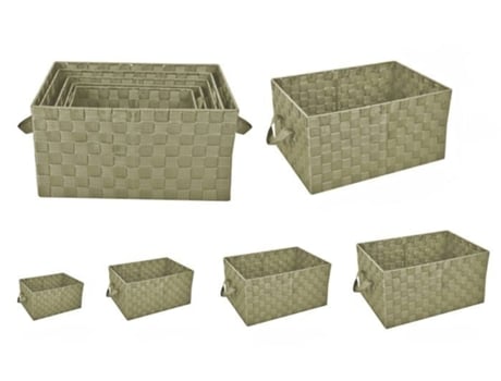 Cesta Decorativa Caixa De Casa Panisa033 Conjunto de 5 Peças de Cesta com Altura em Polipropileno, Caixa Casa Caqui