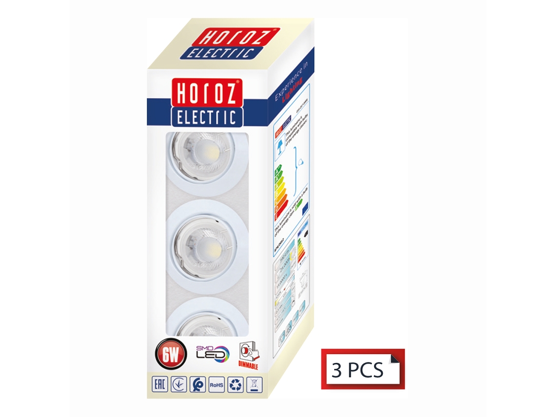 Kit 3 Manchas Brancas com Gu10 6W Ajustável HOROZ ELECTRIC