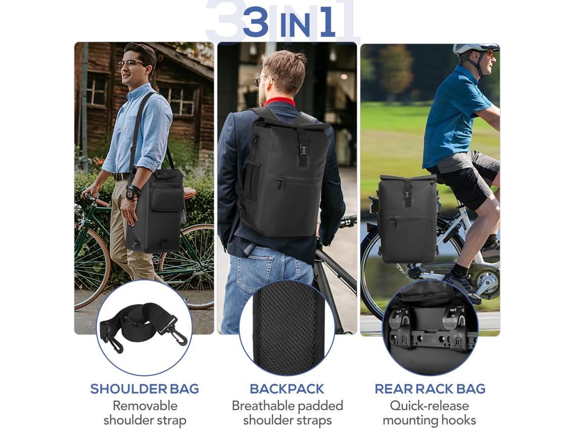 Bolsa para Bicicleta Mali 3 em 1 à prova d'água com compartimento para laptop | S/MARCA