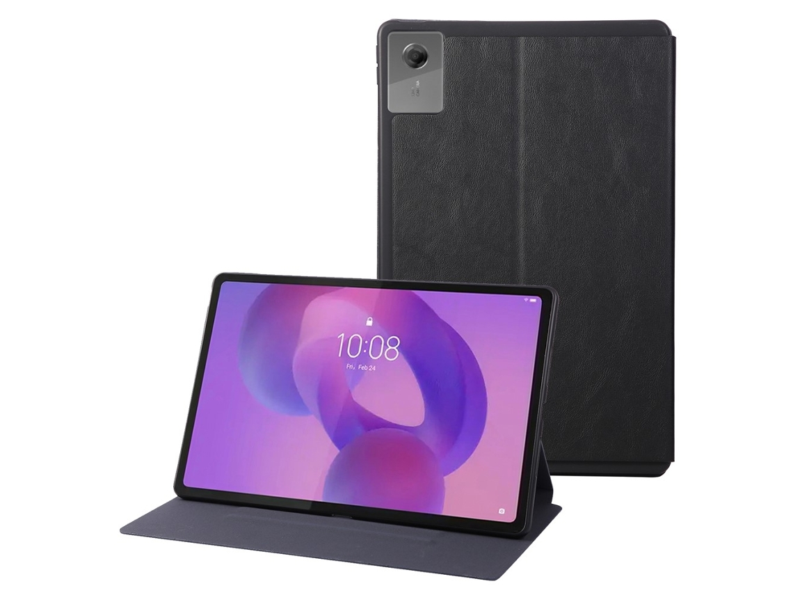 Capa Couro Pu para Lenovo Idea Tab Plus, Preta
