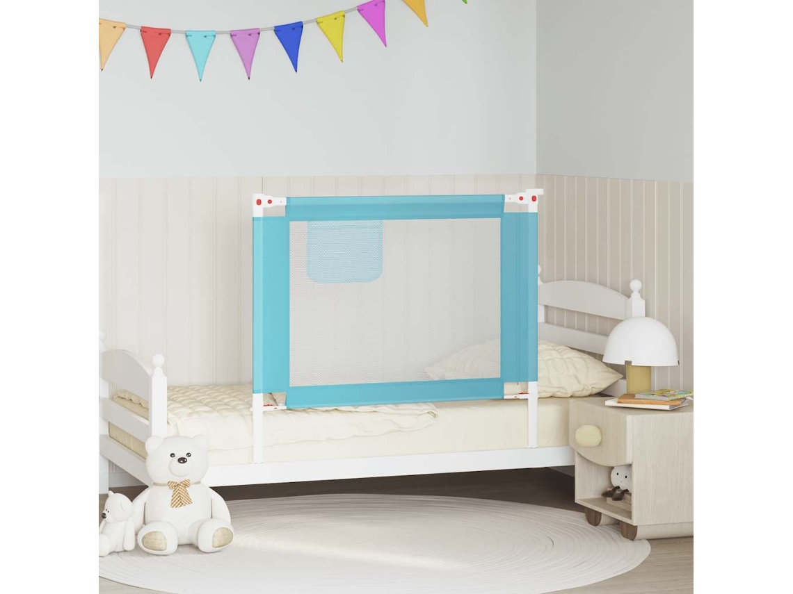Vidaxl Barra De Segurança P/ Cama Infantil Tecido 100x25 Cm Azul