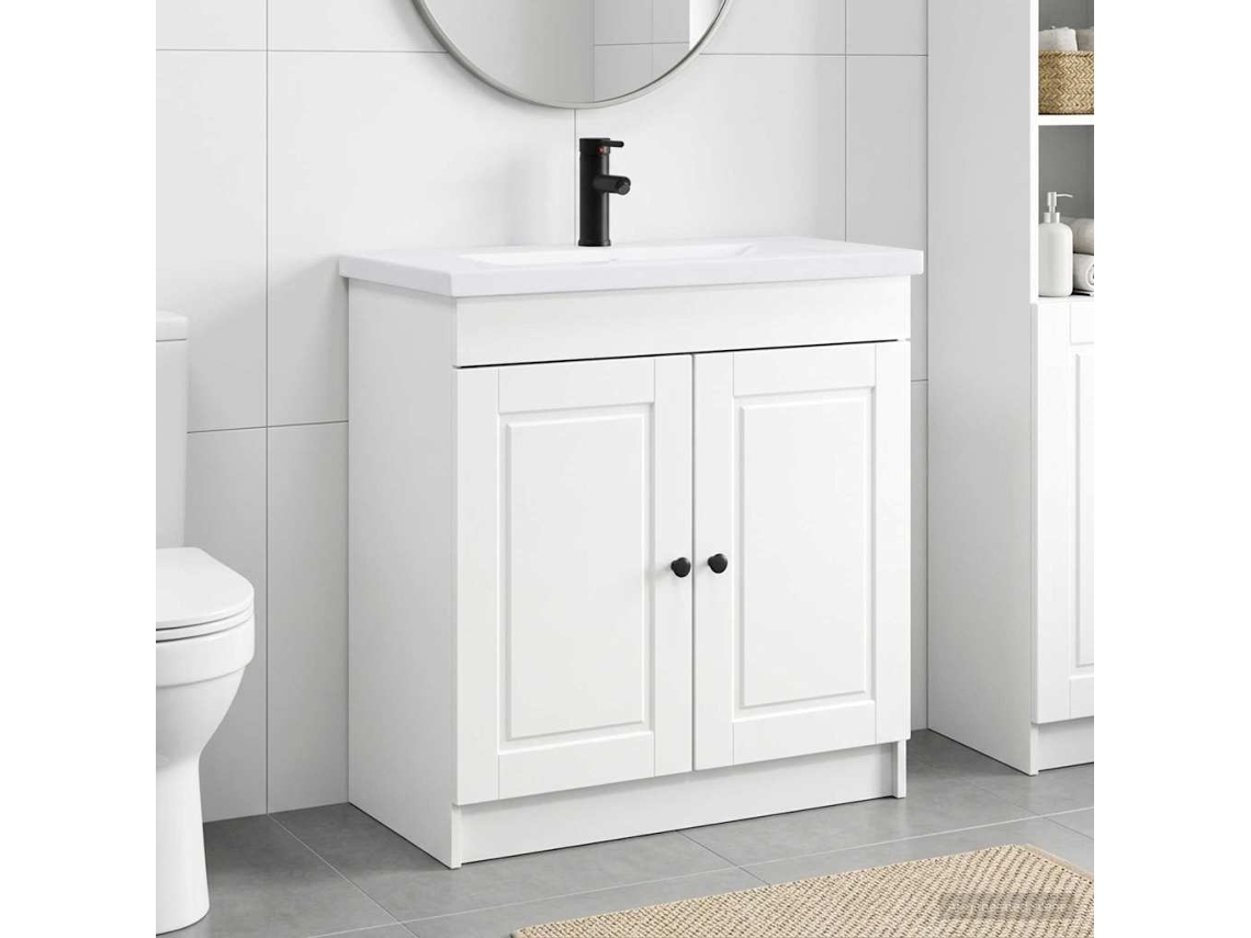 Vidaxl Conjunto De Móveis Para Banheiro Branco 78,5 X 37,5 X 81 Cm