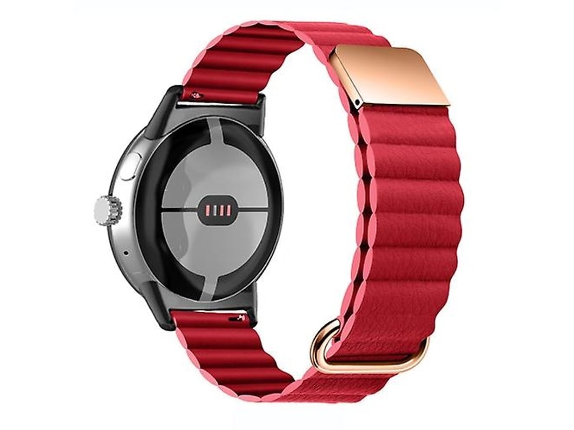 Lurelia Pulseira Magnética De Couro Genuíno Vermelho, Compatível Com Google Pixel Watch