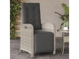 Vidaxl Cadeira Jardim Reclinável C/ Apoio Para Pés Vime Pe Cinza Claro