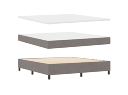 Conjunto 1 Cama Box Vidaxl Castanho-acinzentado Tecido (180 X 200 Cm)