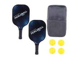 2 Palas De Pickleball De Carbono Pe, Mango Cómodo, 4 Pelotas, Equipo De Pickleball Para Exterior Y Hogar Negro Y Azul