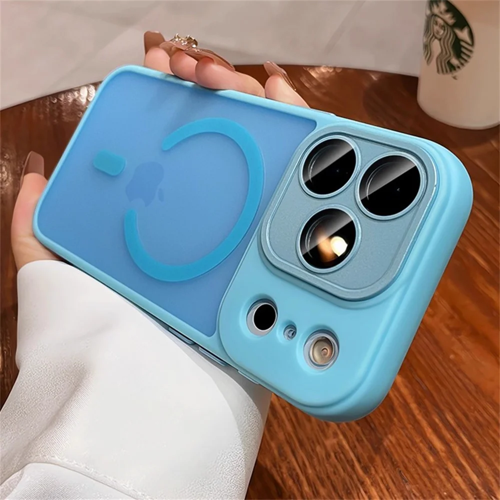 Capa Transparente Fosca Para Celular (azul Celeste 17air) Com Proteção Para Lente E Carregamento Sem Fio.