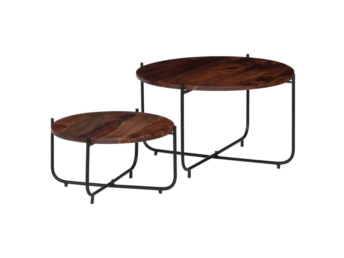 Vidaxl Conj. Mesas De Centro 2 Pcs Madeira De Acácia Maciça 60x35 Cm