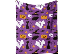 Manta Pequena Syjym Halloween em Flanela com Estampa Digital Confortável Macia e Quente de Dupla Face Ideal Pa