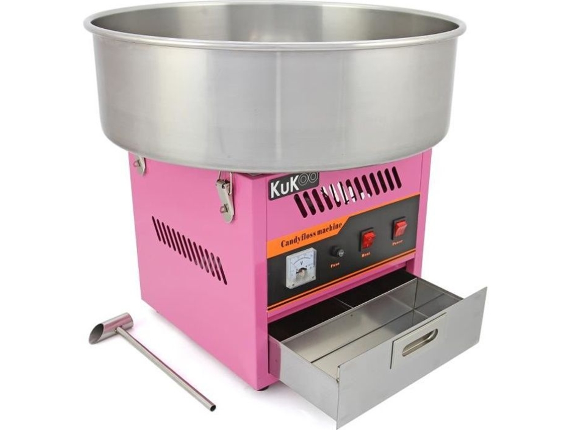 Máquina Profissional de Algodão Doce Kukoo com Tigela de Aço Inoxidável de 50 Cm