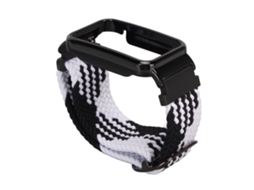 Pulseira de Nylon Trançada com Capa Protetora para Mi Band 7 Pro Preto Branco e Preto