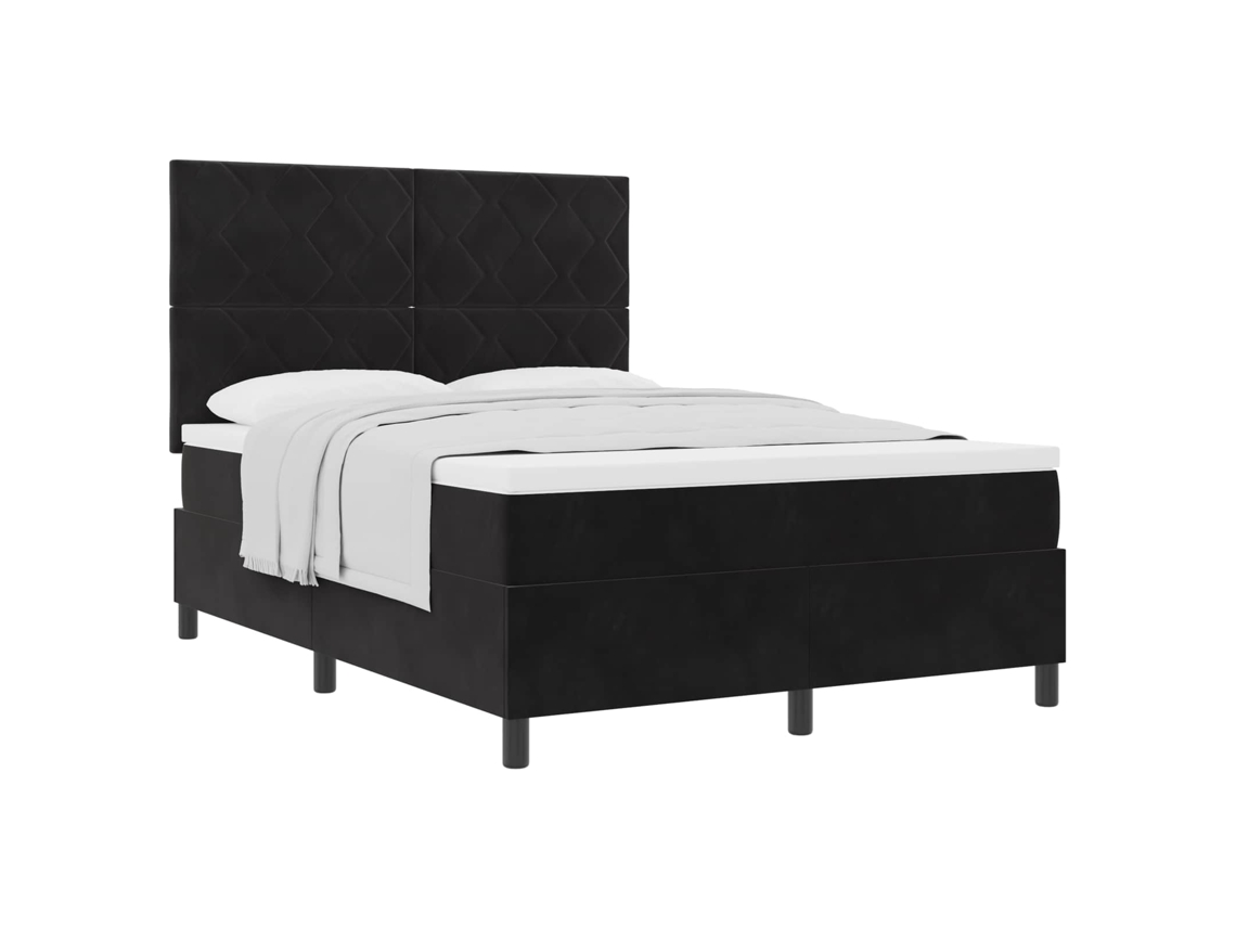 Cama Box com Cabeceira Preto 140 X 200 Cm Veludo MAISON EXCLUSIVE