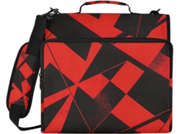 Pasta Escolar Abstrata com 1 Bolso, 5 Bolsos com Zíper, 3 Compartimentos para Documentos, Alça de Ombro Removível, Bolsa