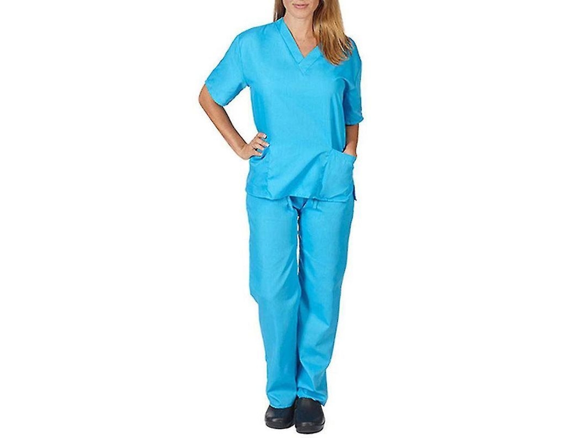 2026-conjunto De Uniforme Médico Unisex Para Médico Enfermeiro Dentista Calça E Camisa Hospitalar M Azul Celeste