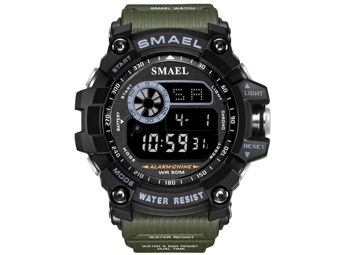 Reloj Digital Deportivo Hombre Impermeable Multifuncional Con Alarma Y Cronómetro (verde Ejército)
