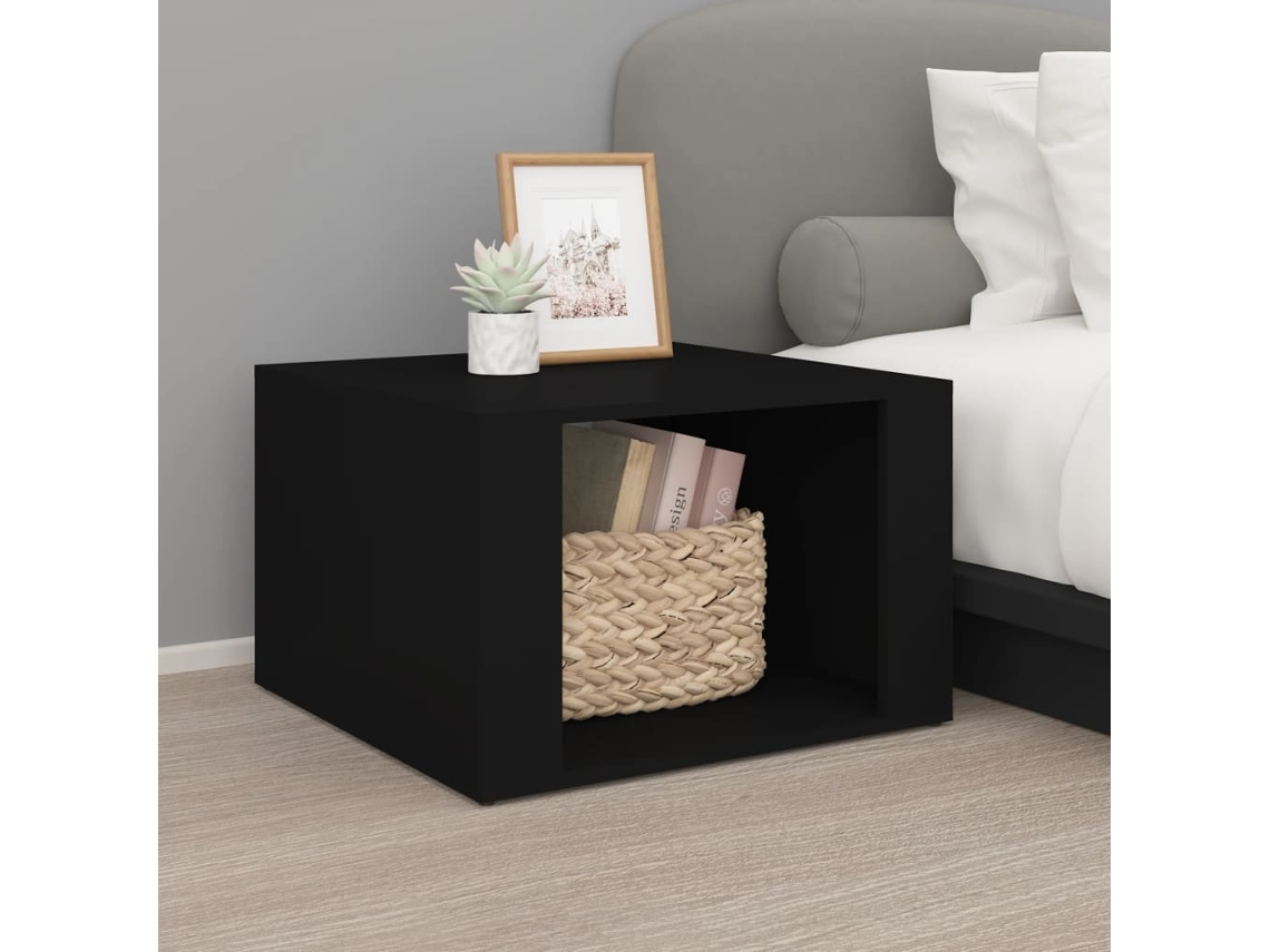 Vidaxl Mesa De Cabeceira 57x55x36 Derivados De Madeira Preto