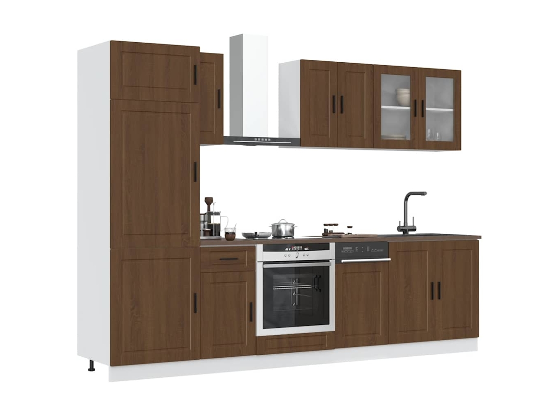 Vidaxl 8 Peças Armário De Cozinha Conjunto Kalmar Carvalho Castanho