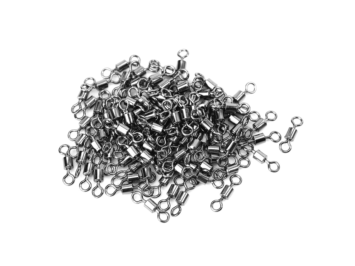 100 Peças Rolamento Barril 8 Forma Gancho Swivel Peixe Alta Resistência Aço Inoxidável 12mm