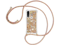 Correia Colar Líquido Ouro para Motorola Moto E7 Power HONGWE. Anti-Choque Transparente