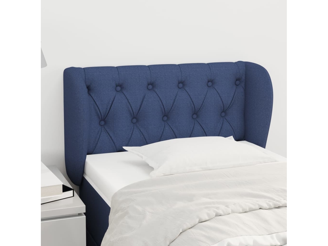 Vidaxl Cabeceira De Cama C/ Abas Tecido 83x23x78/88 Cm Azul