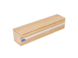 Dispensador De Filme Plástico Com 1 Compartimento E Cortador, Seguro Durável, Em Bambu, Para Papel Alumínio, Vegetal Folha Alumínio.