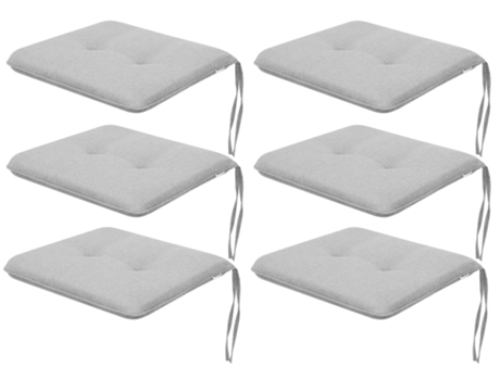Almofada de Cadeira para Sala de Estar Cozinha Sala de Jantar Ou Jardim para Uso Interno e Externo 6 Peças 50X63Cm Dupla Face Cinza SALES CORE