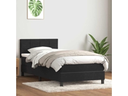 Cama Box Spring Com Colchão 90x210 Cm Veludo Preto