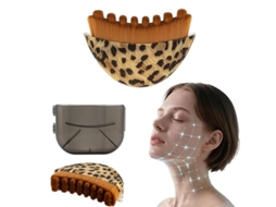 Escova Facial de Contorno Linfático, Reduz o Inchaço e Alivia a Fadiga. Estampa de Leopardo. SIURN
