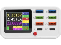 Estação De Carregamento Sem Fio Usb 65 W Com 8 Portas, Hub Rápido