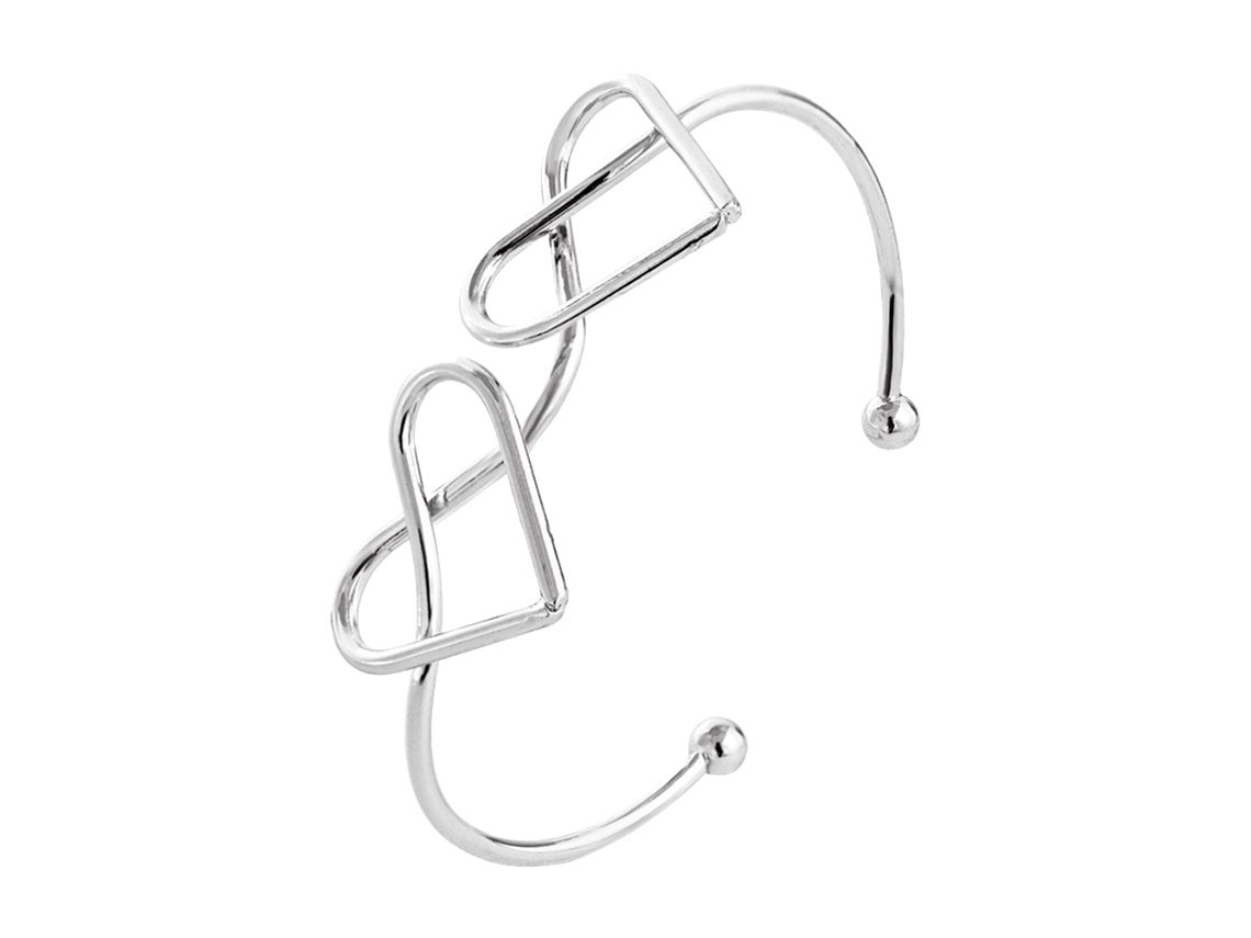 Pulseira Aberta Com Dois Corações Moda Simples
