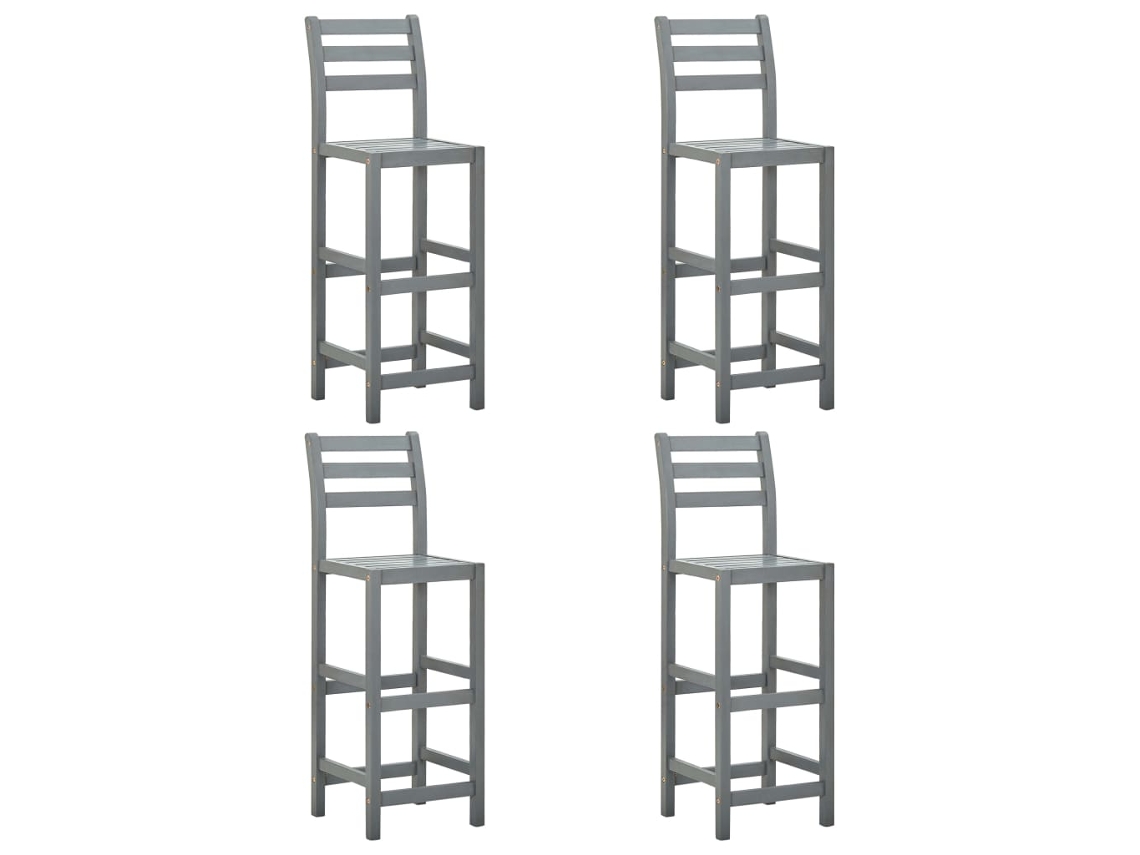 Bar Stool, Bar Stools Vidaxl Cinzeto Madeira De Acácia (n/a)