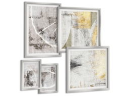 Galeria De Pinturas Murais Cidades E Arquitetura Costeira Moldura Prateada Quadros Para A Sala De Estar Espelharte (conjunto De 5 Imagens)