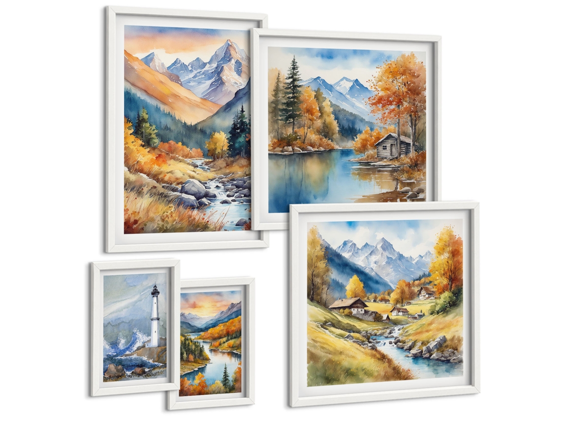 Conjunto De Pinturas Rios De Montanha Farol Espelharte (5 Peças)