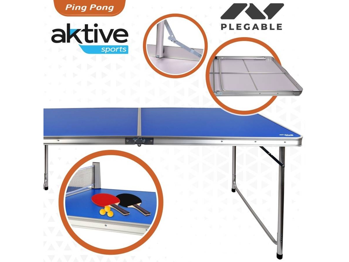 Mesa Ping-Pong Dobrável AKTIVE Camping (Azul - Aço - 160x80x70 cm)