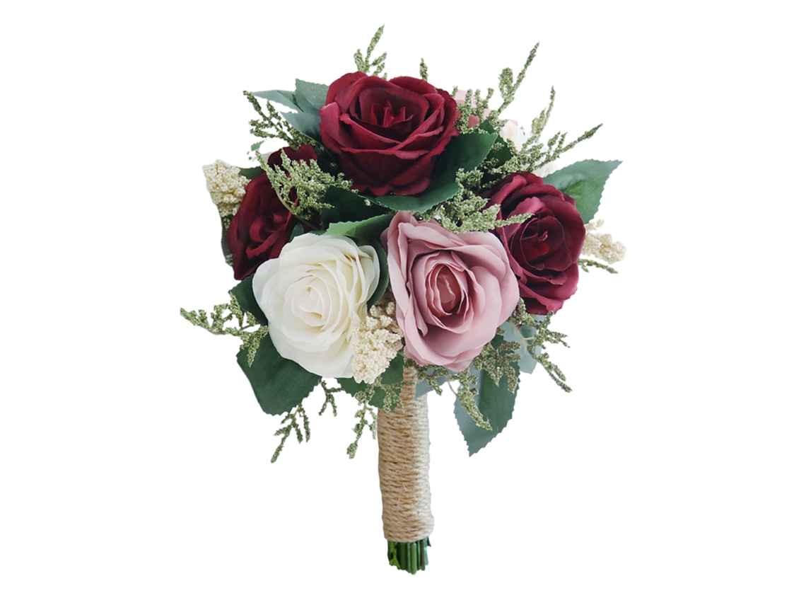 Laxiscreed Buquê De Rosas Simuladas Para Casamentos, Decoração E Fotos Em Champagne Ou Vinho Vermelho