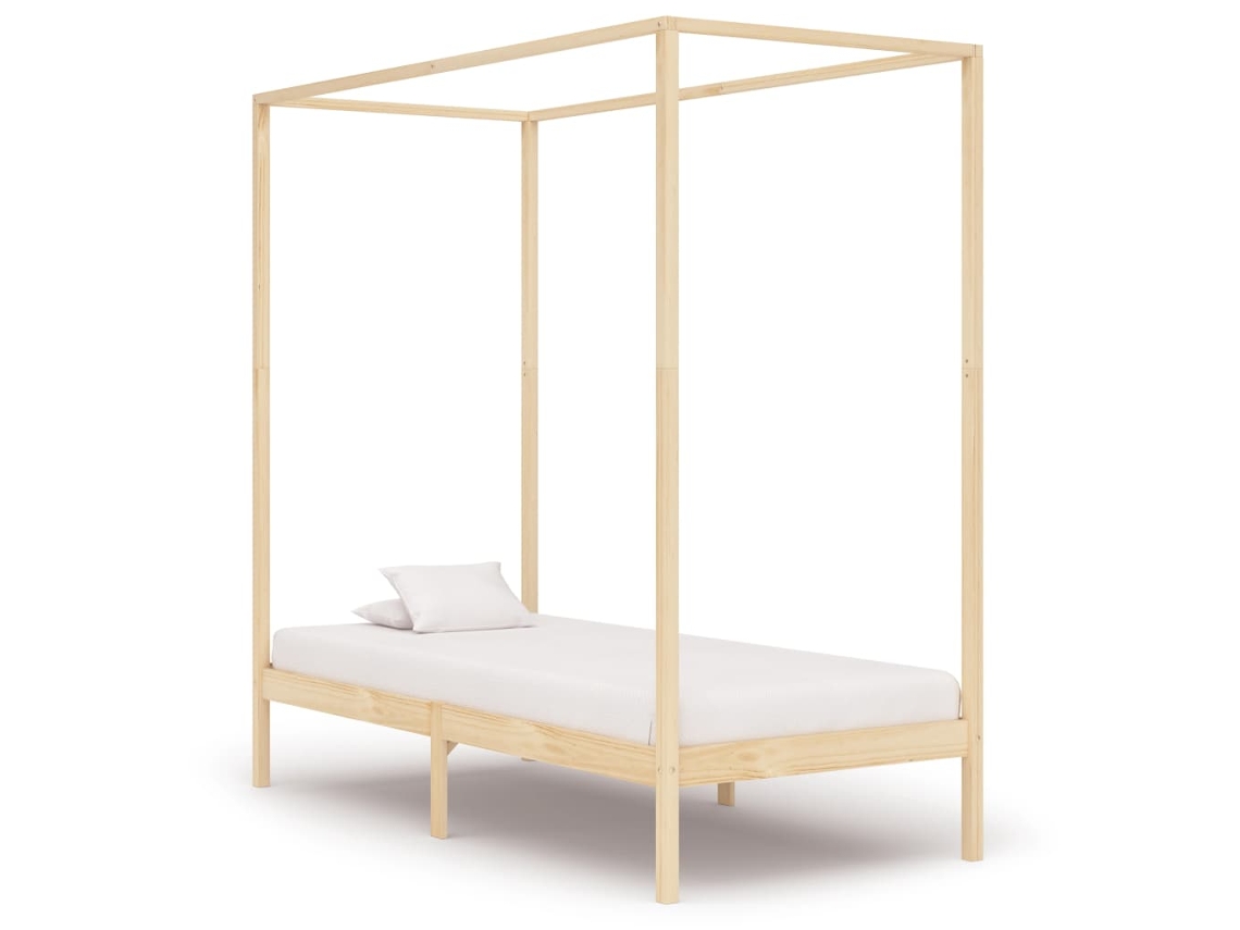 Vidaxl Estrutura De Cama Com Toldo 100x200 Cm Pinho Maciço