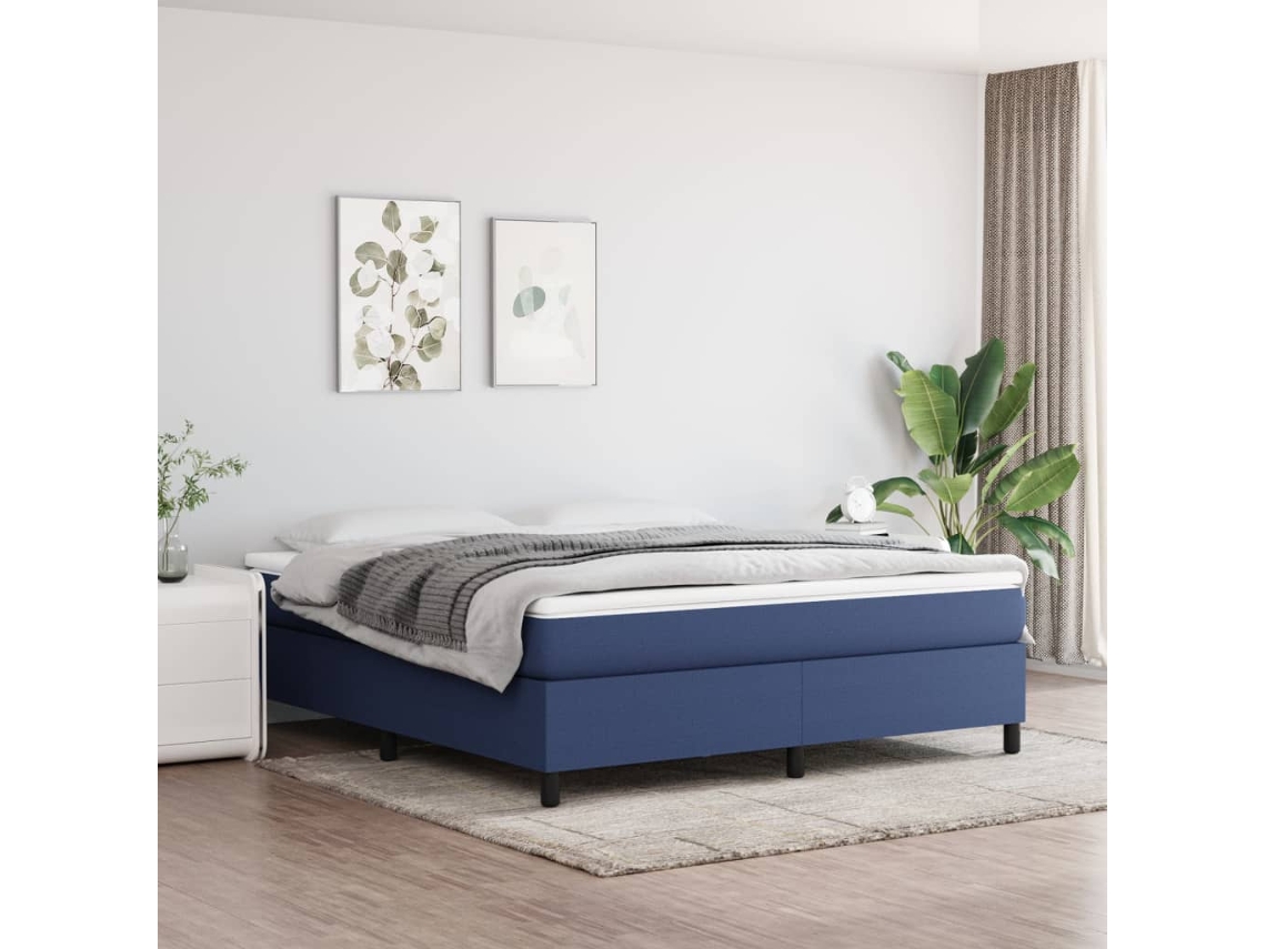 Vidaxl Estrutura De Cama Com Molas 180x200 Cm Tecido Azul