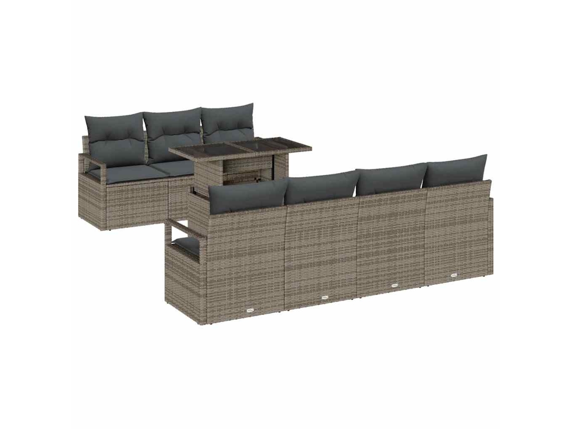 Maison Exclusive - Conjunto De Sofá De Jardim 8 Pcs Cinzeto Vime Pe