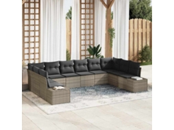 Vidaxl Conjunto De Sofá De Jardim 10 Unid. Cinzeto Vime Pe